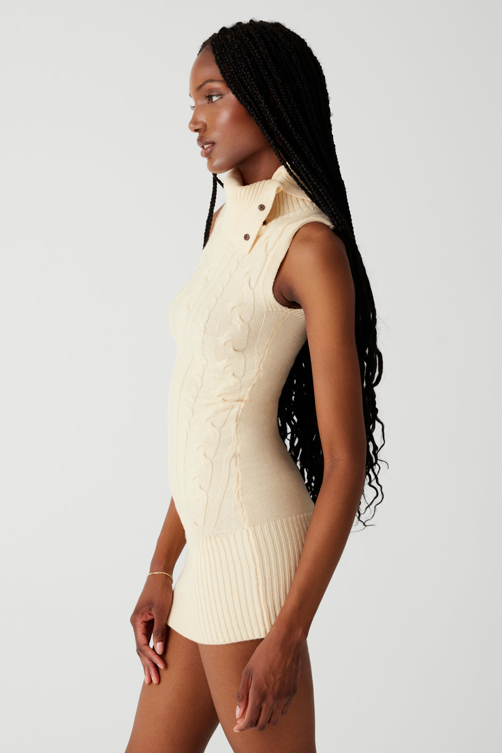 Storm Cable Cloud Knit Mini Dress - French Vanilla