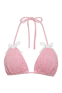 Tide Crochet Triangle Bikini Top - Slipper Pink