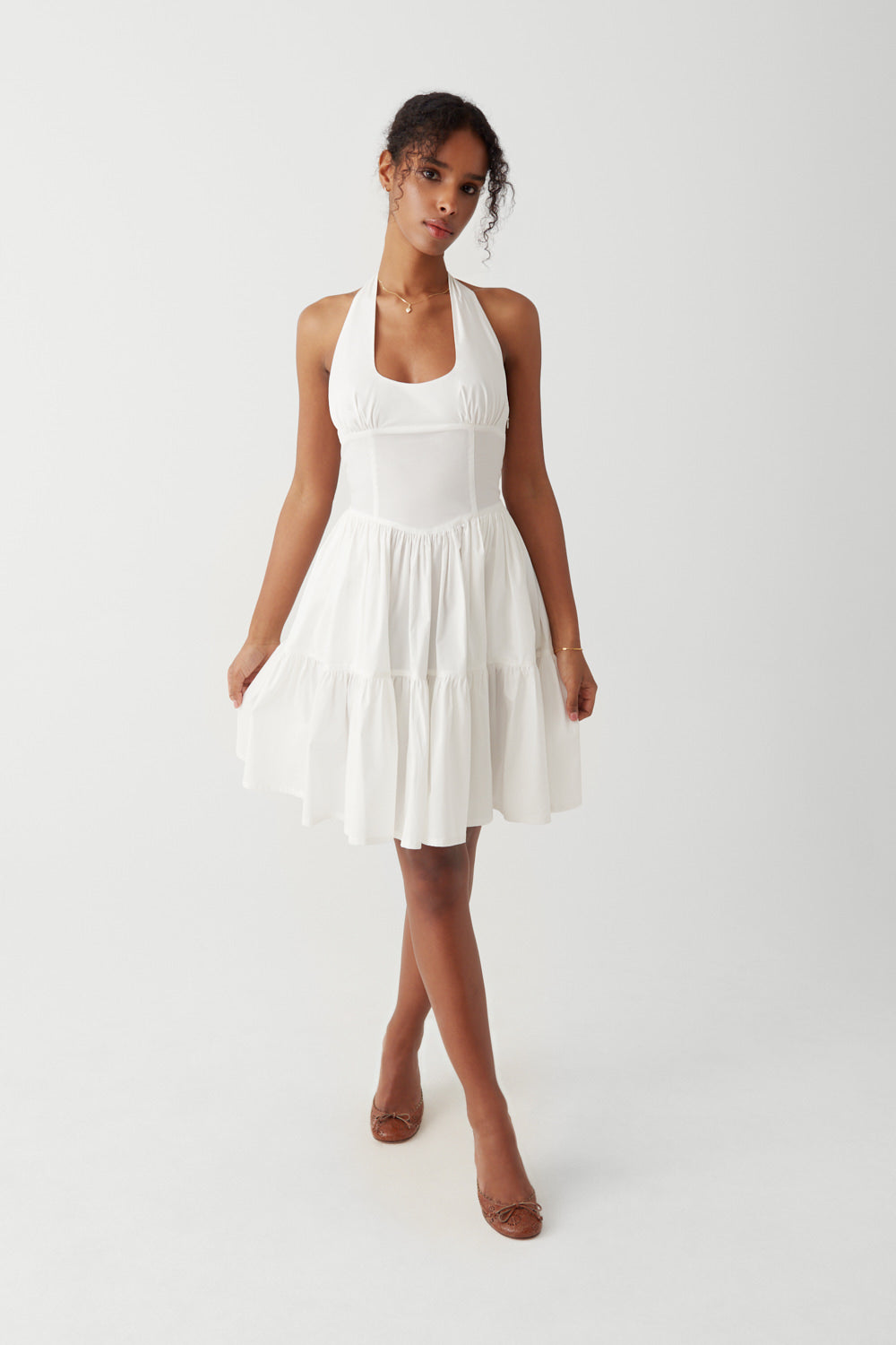 Tulsa Halter Midi Dress - White Tulsa Halter Midi Dress - White