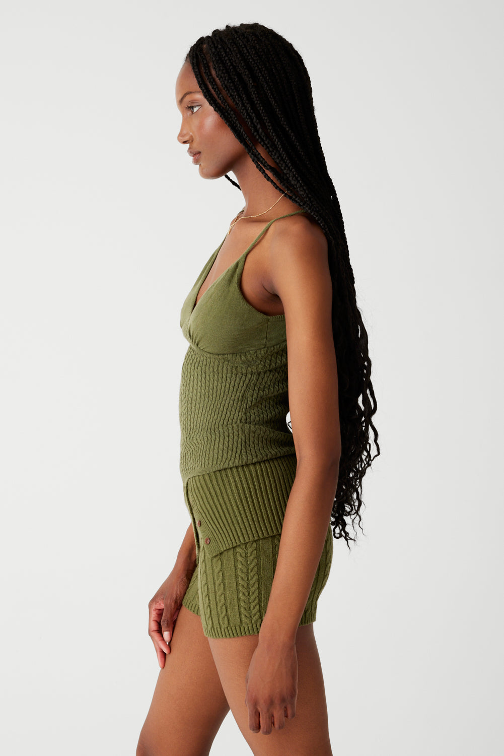 Xavier Cable Cloud Knit Camisole  Jade Green