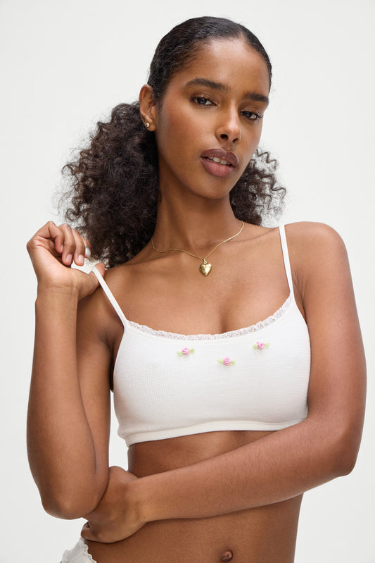 Product--Bay View Waffle Top Bralette White