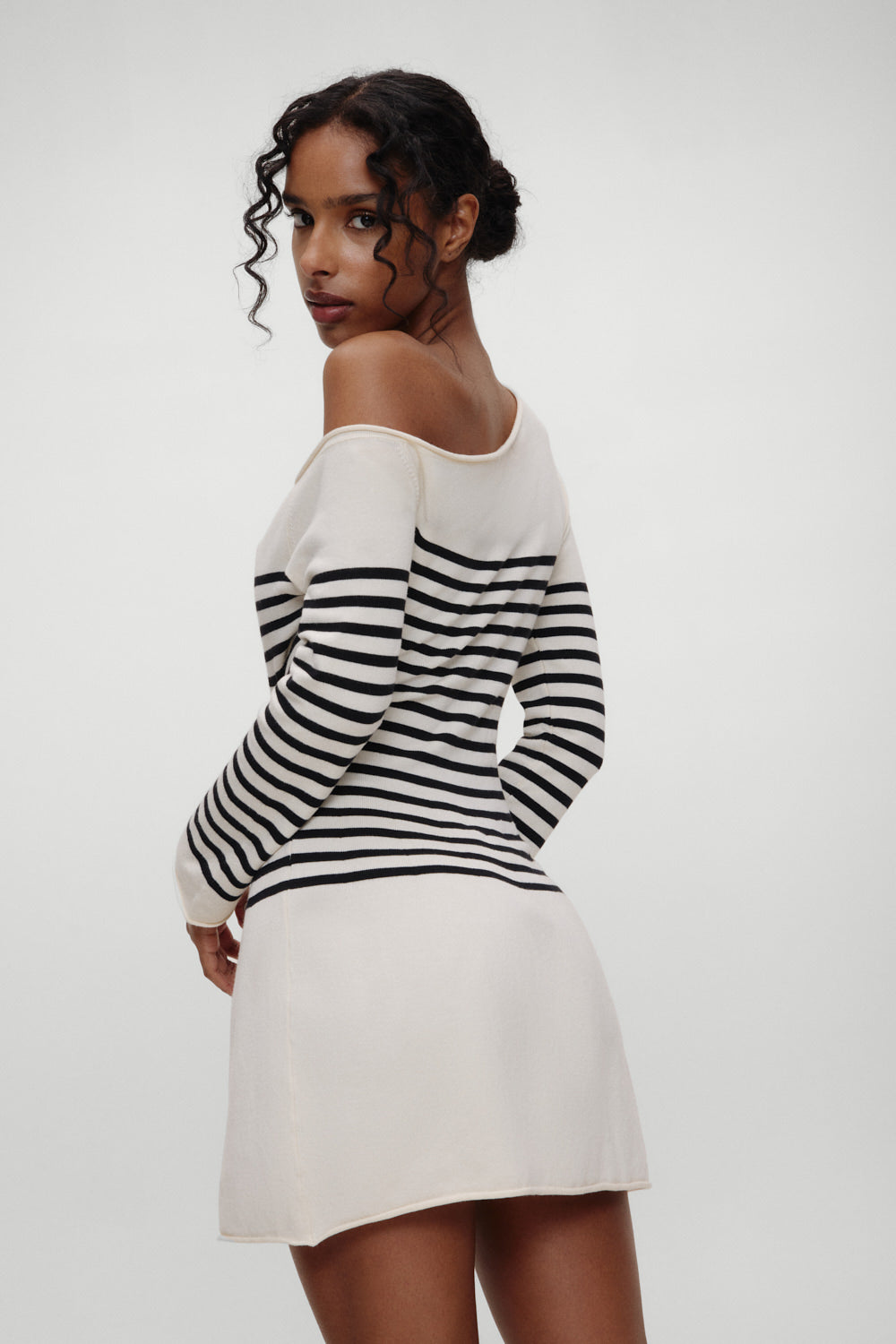 Boardwalk Off Shoulder Mini Dress  Ivory