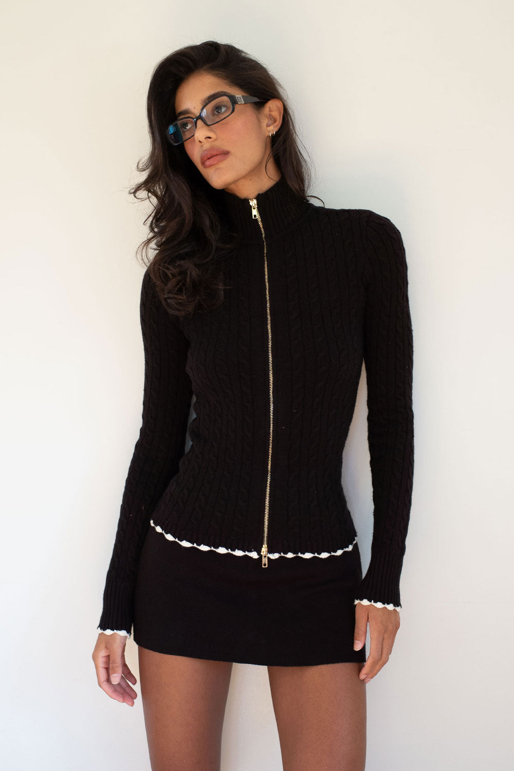 Carter Cable Knit Sweater - Black Carter Cable Knit Sweater - Black