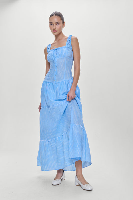 Product--Christabelle Polka Dot Maxi Dress Raindrop Print
