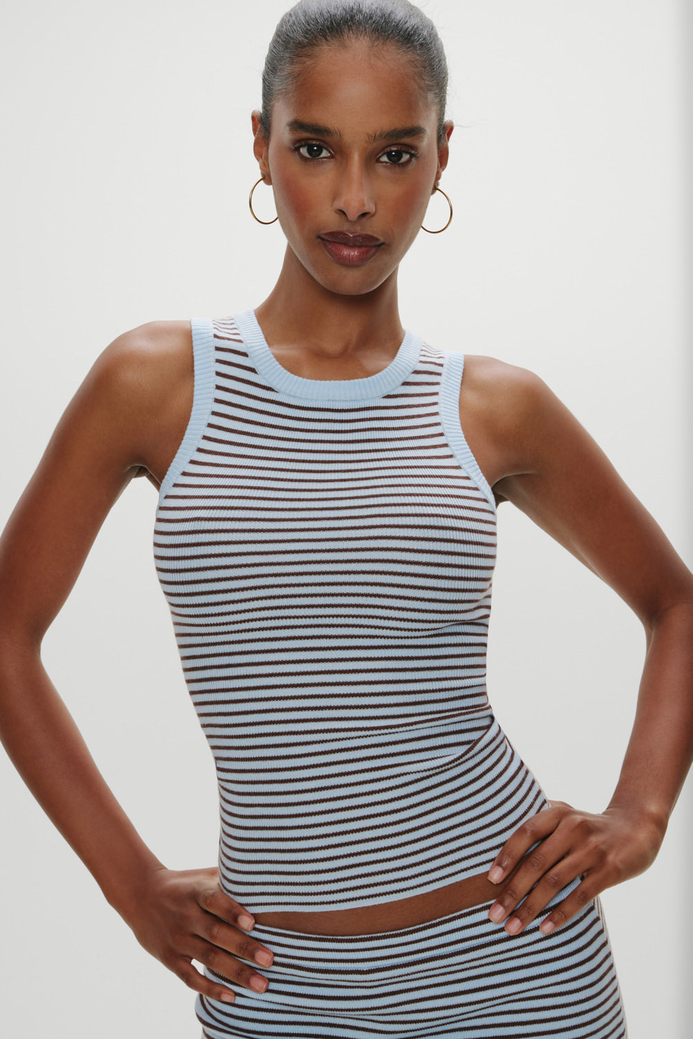 Cuddle Knit Tank Top  Montauk Stripe