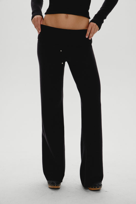 Product--Dawson Knit Fold Over Pants - Black