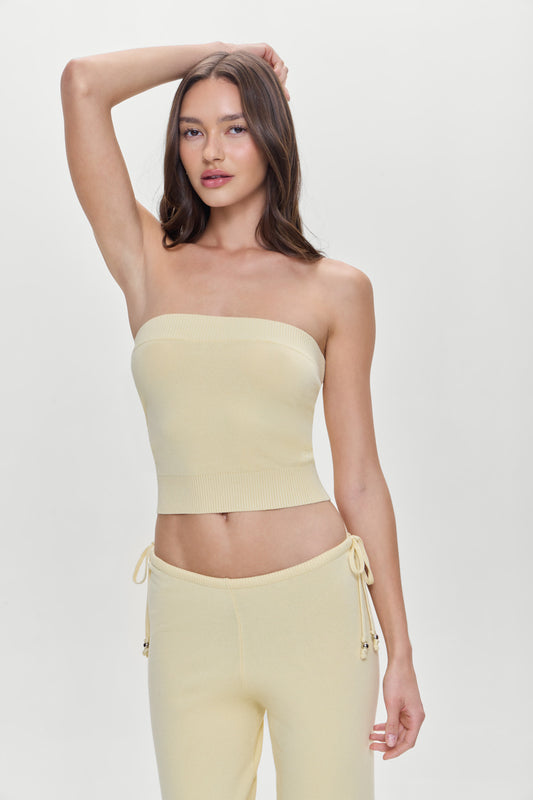 Product-Hover--Destiny Knit Strapless Shirt Buttercup