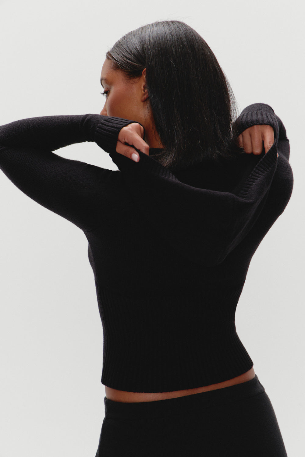 Hazel Knit Hoodie  Black