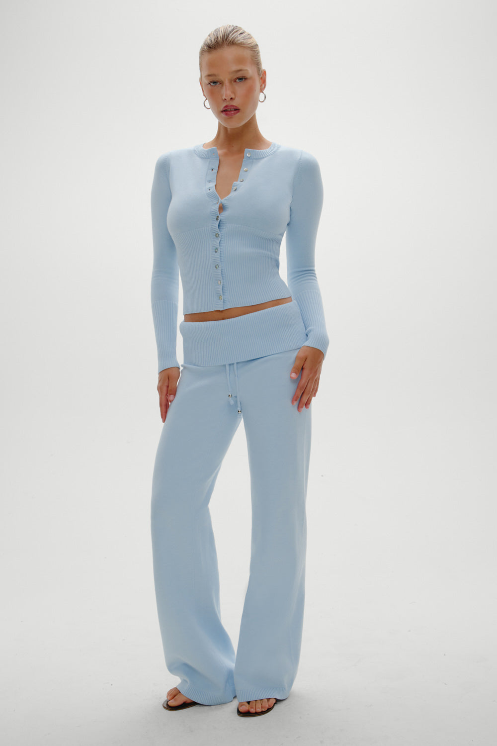 Lenon Button Up Knit Sweater  Daydream