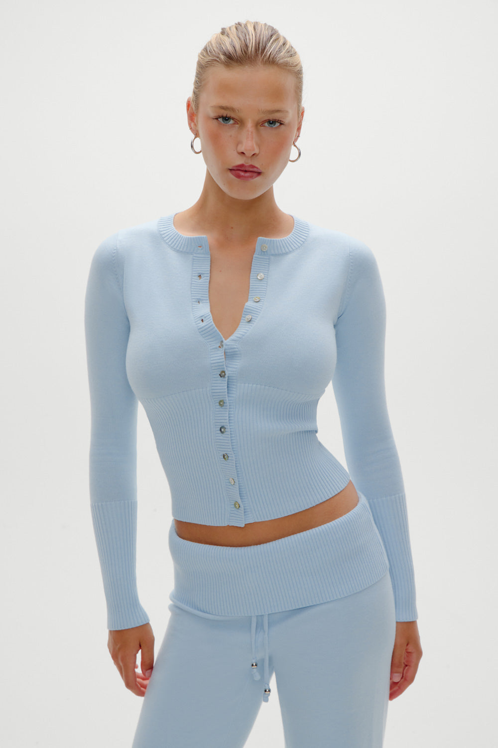 Lenon Button Up Knit Sweater  Daydream