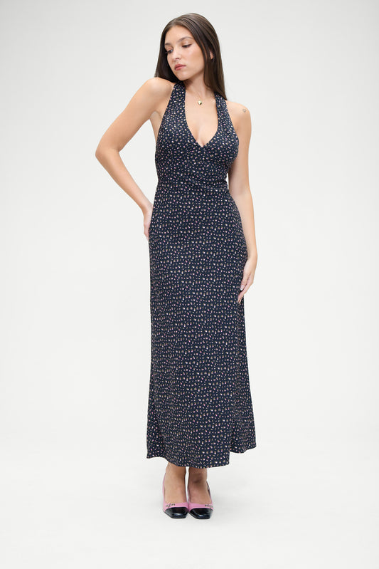 Product--Madeleine Crepe Dress Midnight Flower Print