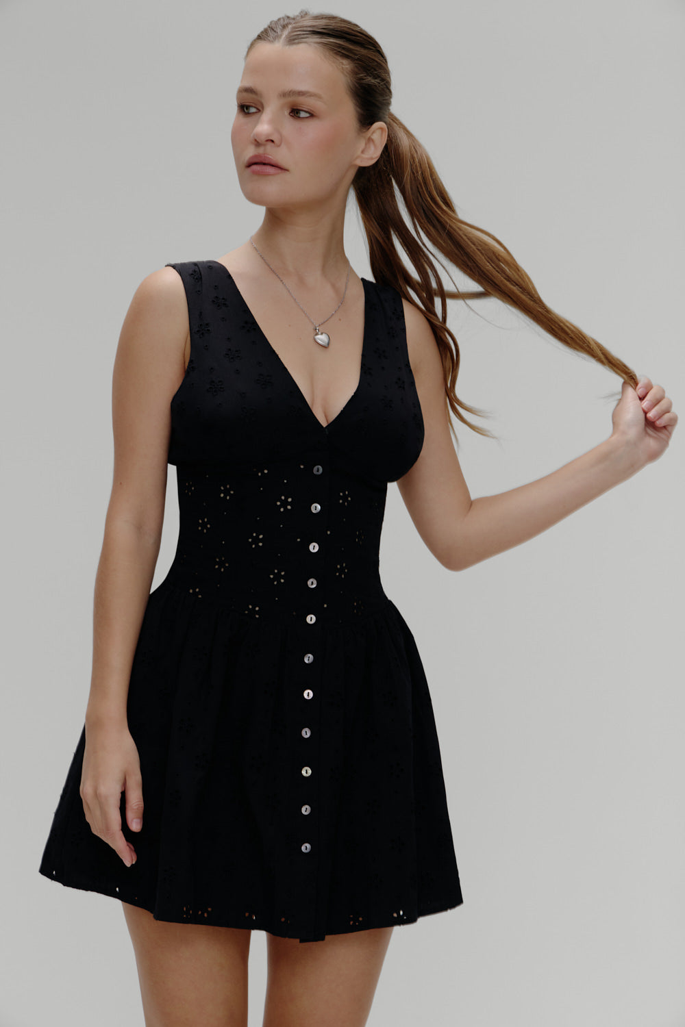 Marley Cotton Eyelet Mini Dress - Eclipse Marley Cotton Eyelet Mini Dress - Eclipse