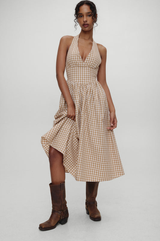 Product--BELLA HADID Prairie Maxi Dress Rodeo Gingham
