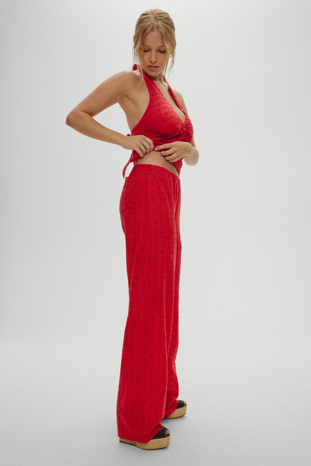 Princess Eyelet Pants  Red Rose