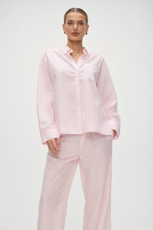 Product--Ralph Poplin Sleep Shirt in Pink Stripe