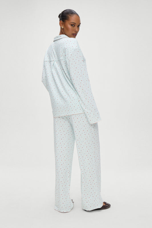 Product--Rory Long Sleeve in Blue with Pink Floral Malibu Meadow Print