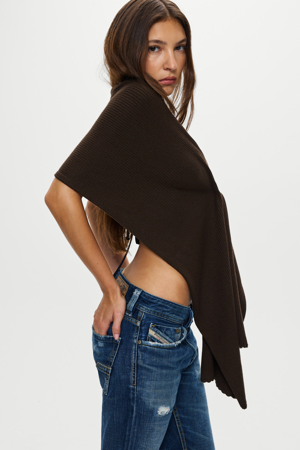 Snug Knit Scarf  Chocolate Brown