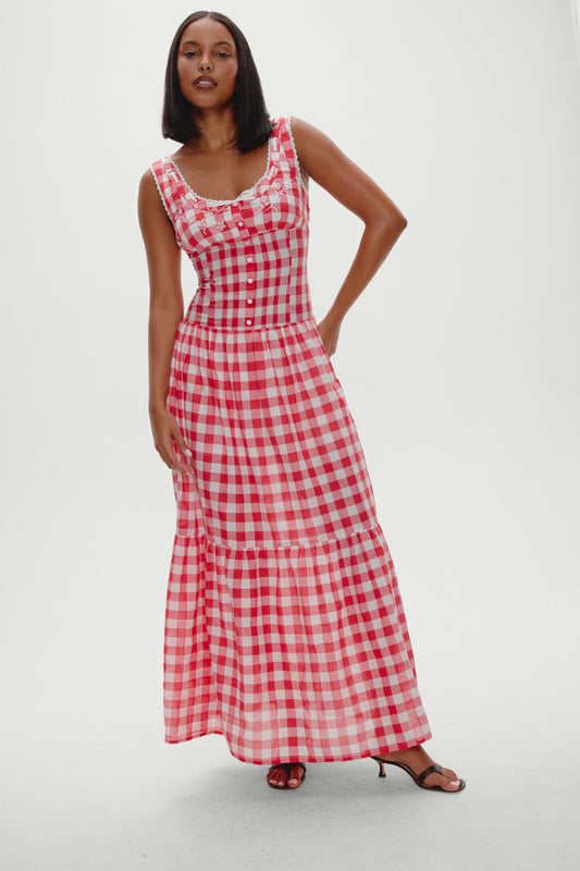 Product--x BELLA HADID Southern Belle Midi Dress - Malibu Picnic