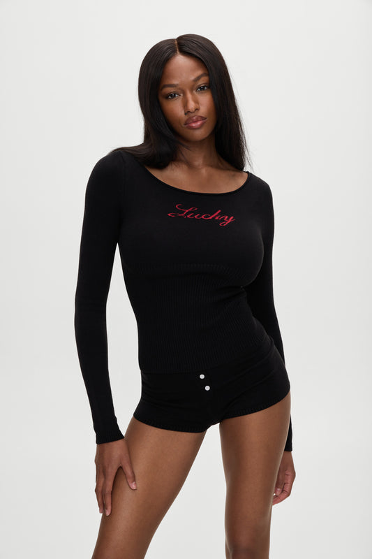Product--BELLA HADID Theo Knit Sweater Lone Star Black