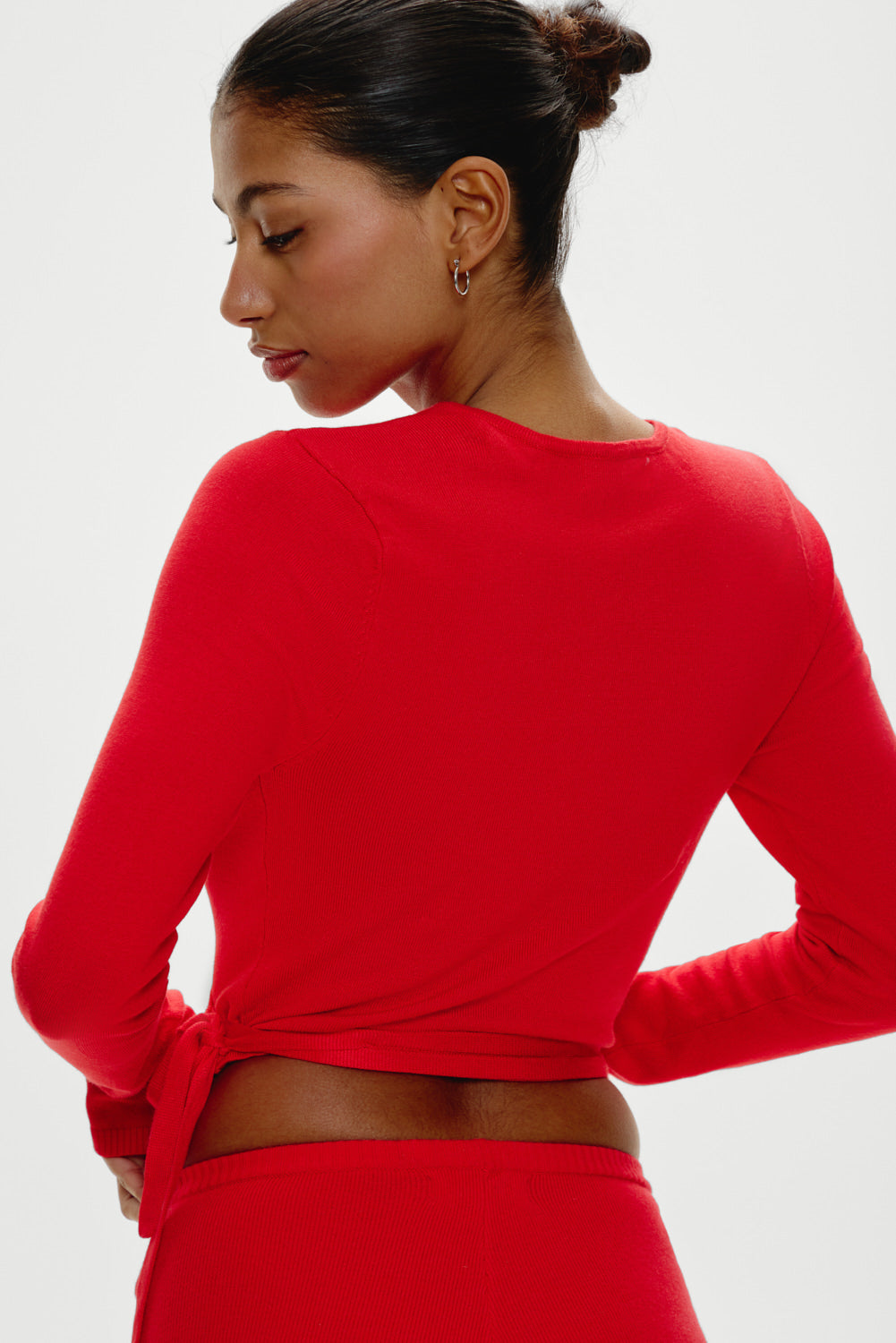 Whisper Long Sleeve Wrap Top  Cherry