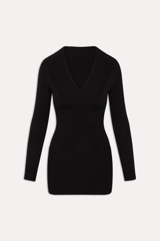 Jade Long Sleeve Knit Mini Dress - Black by Frankies Bikinis