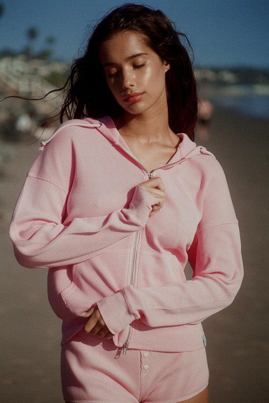 Weekend Thermal Hoodie - Blush by Frankies Bikinis