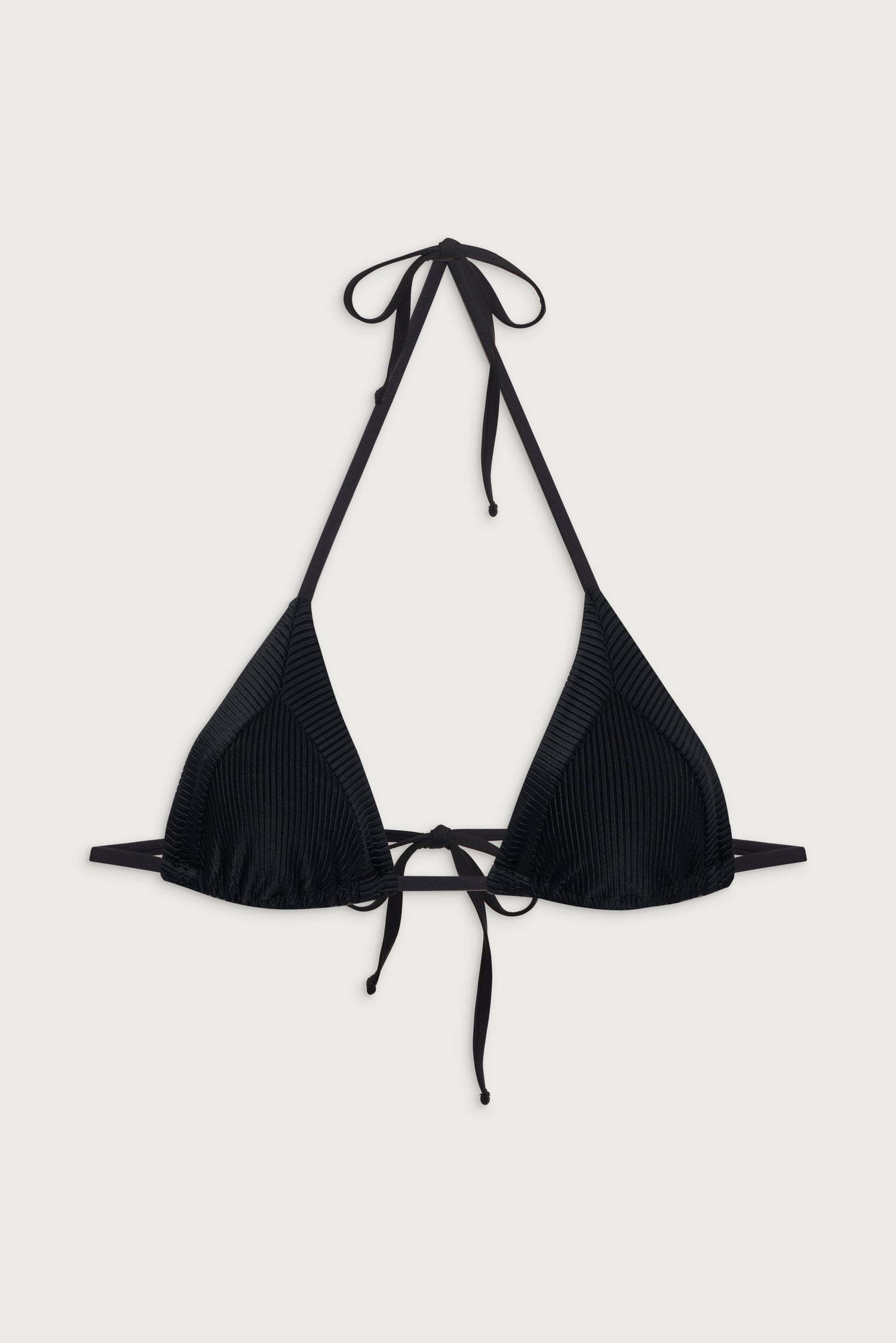 Sky Ribbed Triangle Bikini Top  Black