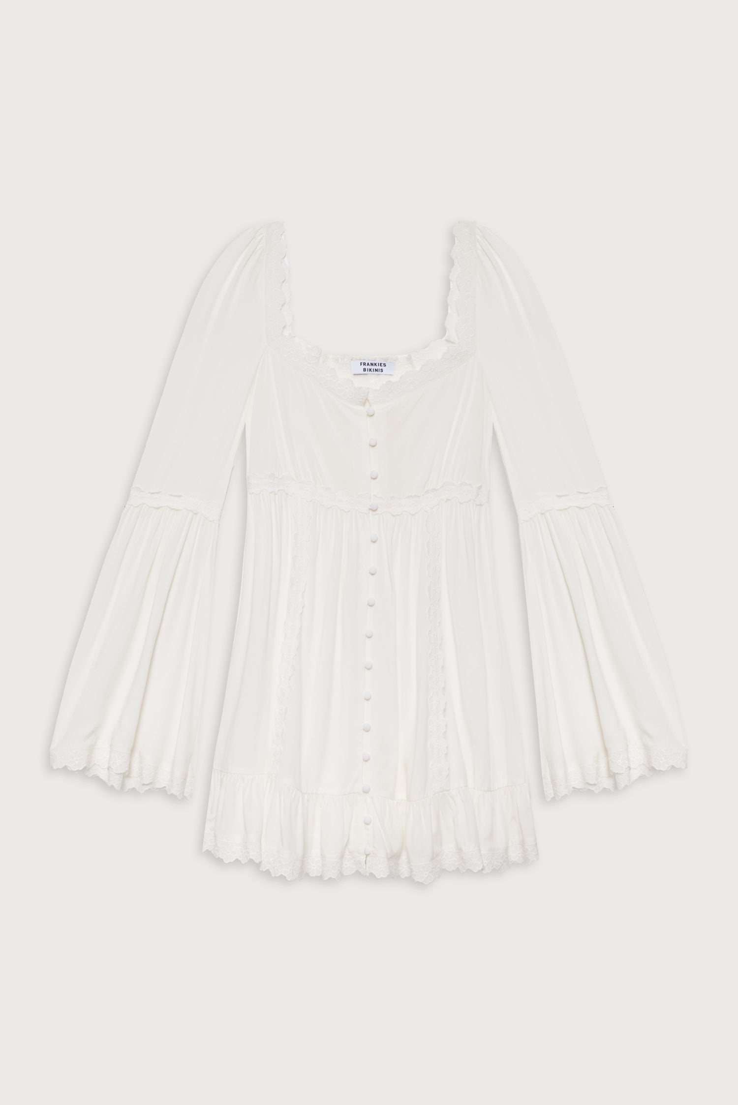 Sunflower Floral Embroidered Mini Dress  White