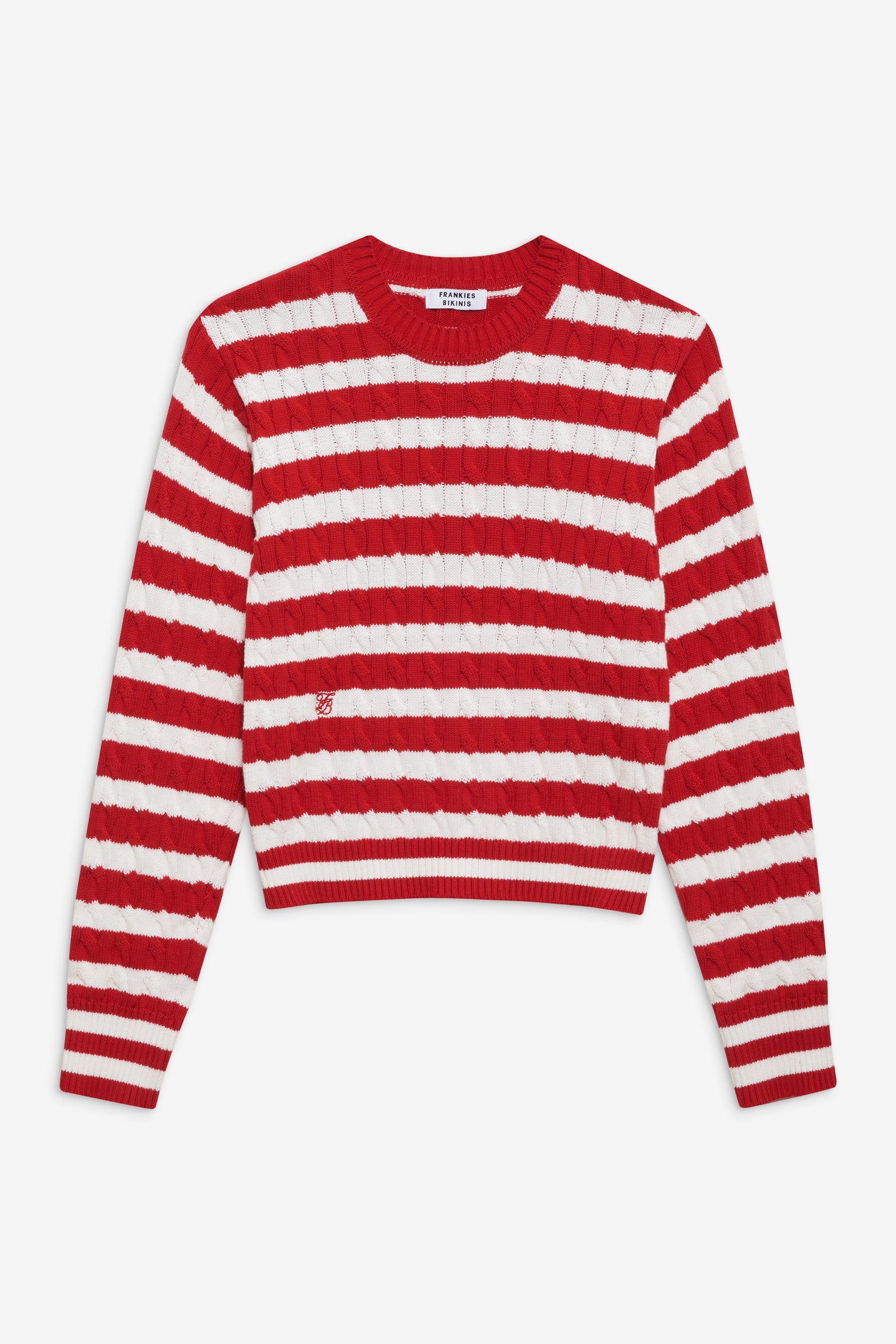 Varsity Cable Knit Sweater  Heartstrings Stripe