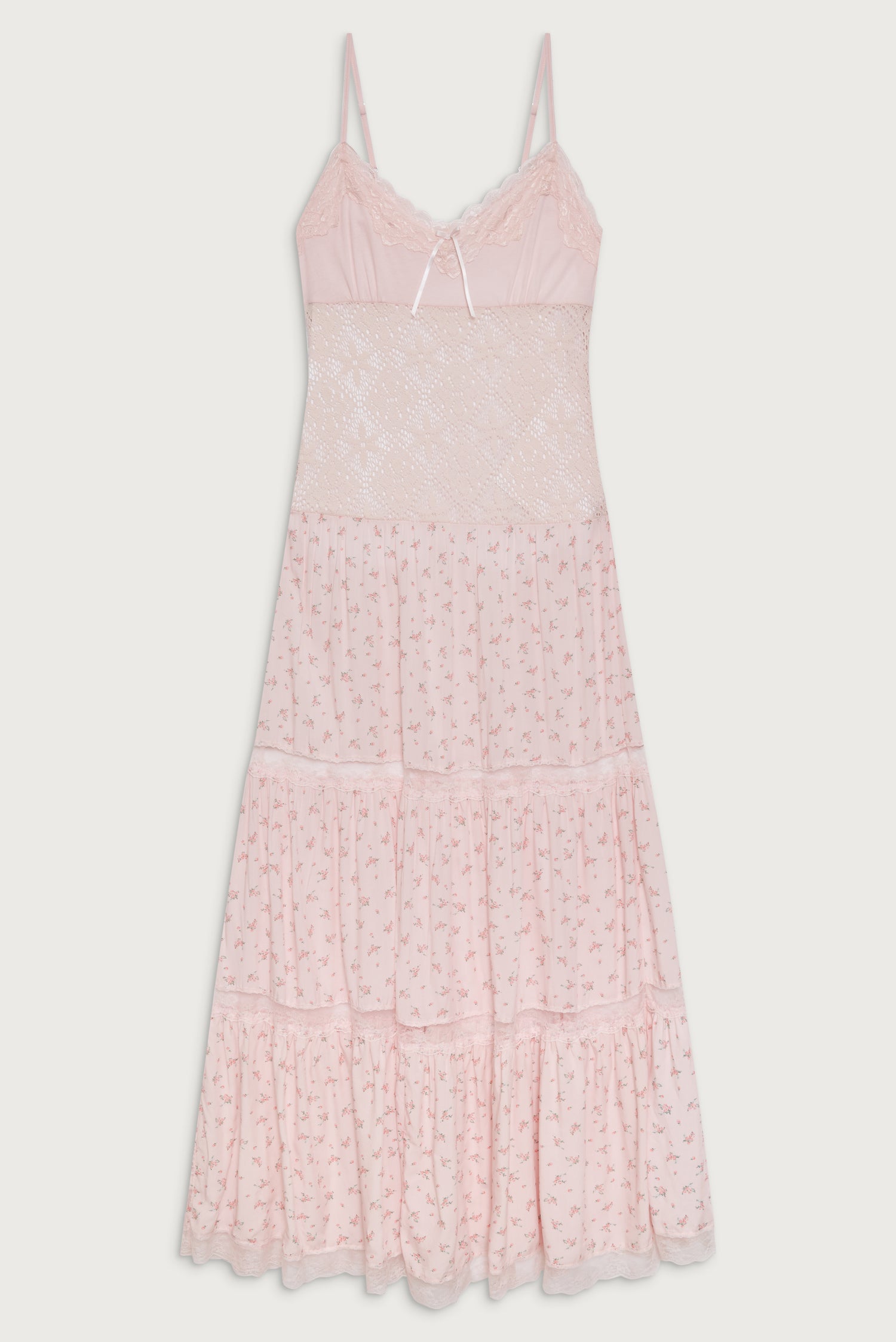 Vineyard Crochet Floral Maxi Dress  Baby Bouquet Pink