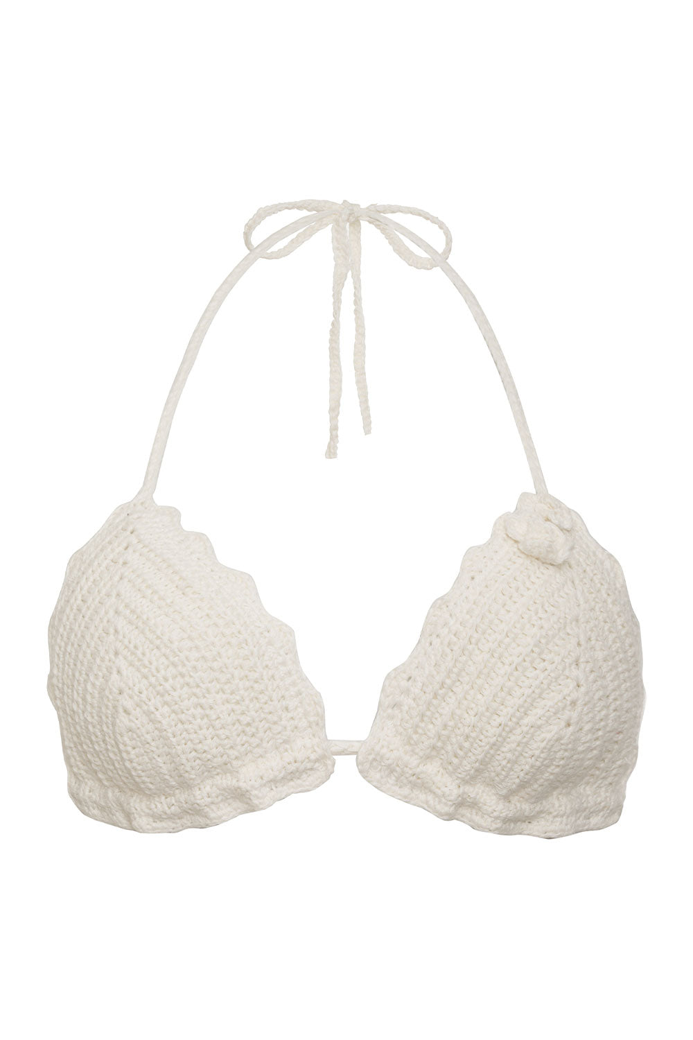 Chloe Triangle Crochet Bikini Top  White