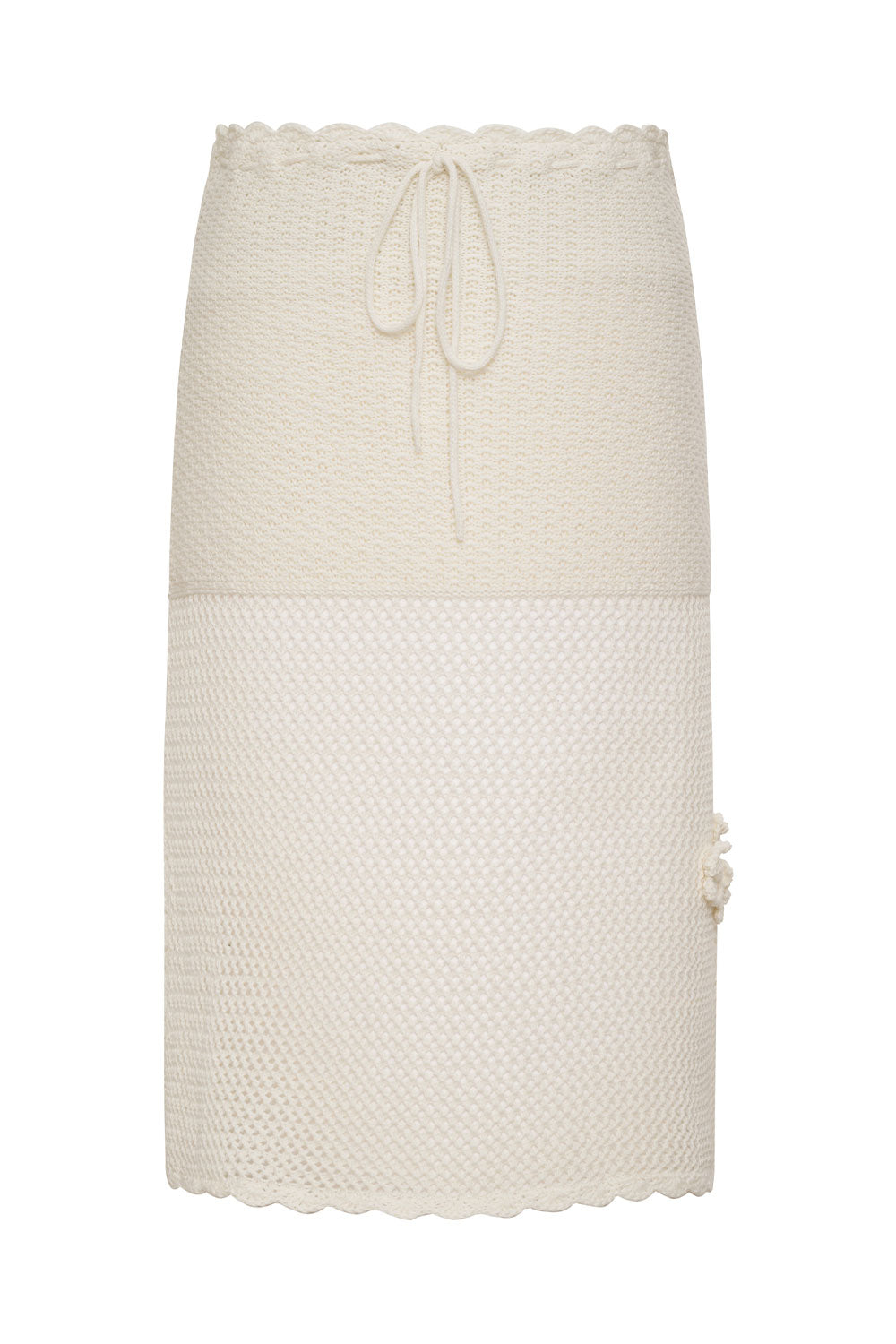 Collette Crochet Midi Skirt  White