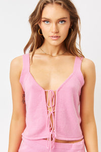 abbot rose pink cashmere tie tank top