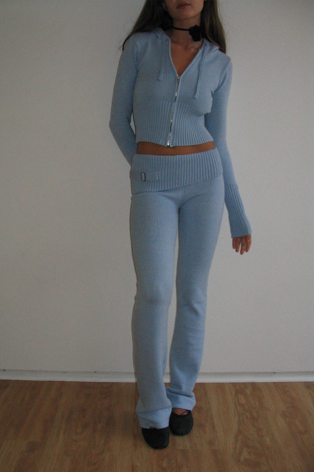 Aimee Cloud Knit Zip Up Hoodie  Cornflower