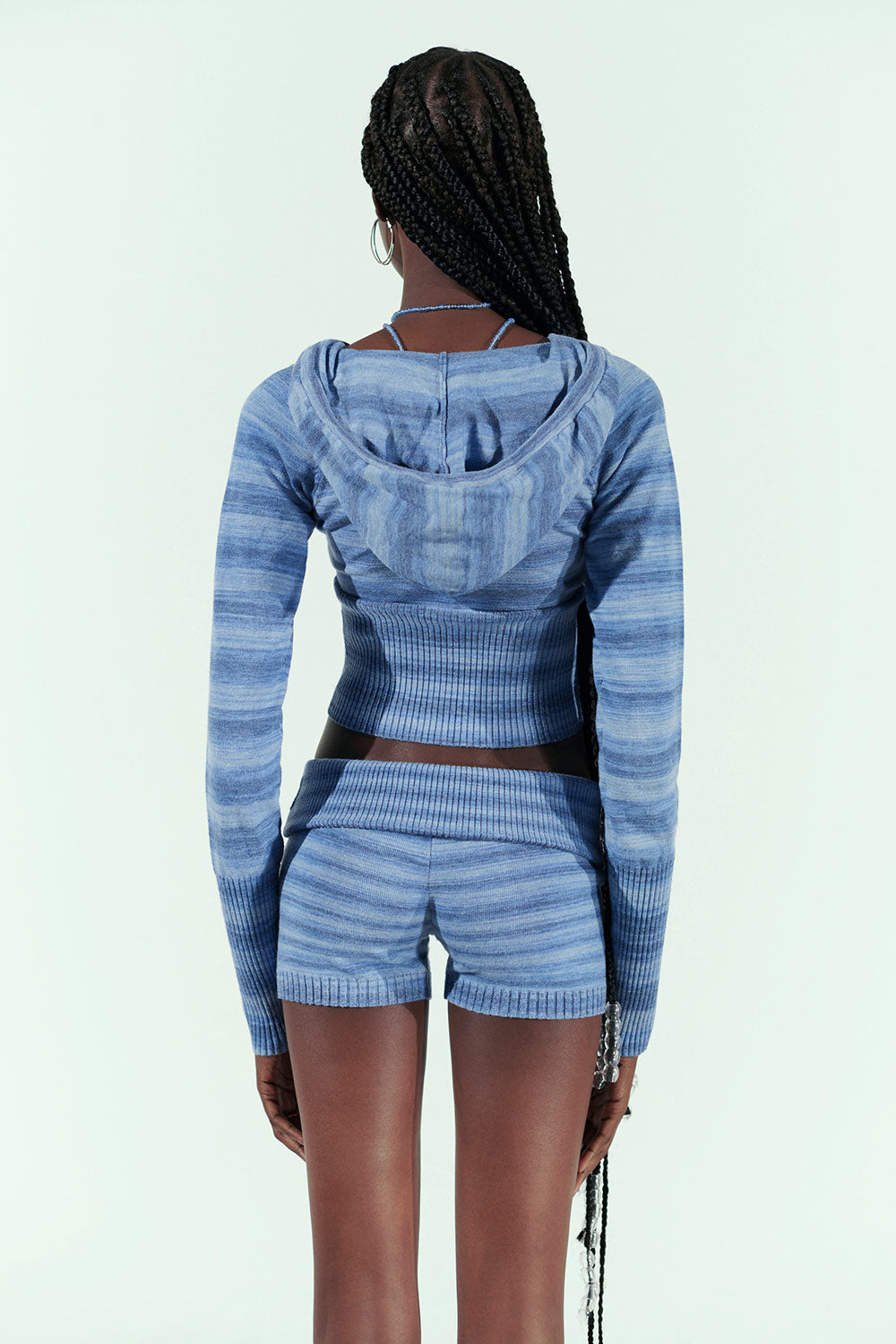 Aimee Lightweight Knit Hoodie  Sonoma Stripe Blue