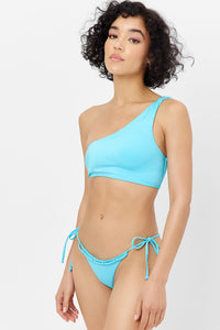 Barb Shine One Shoulder Bikini Top Aquamarine