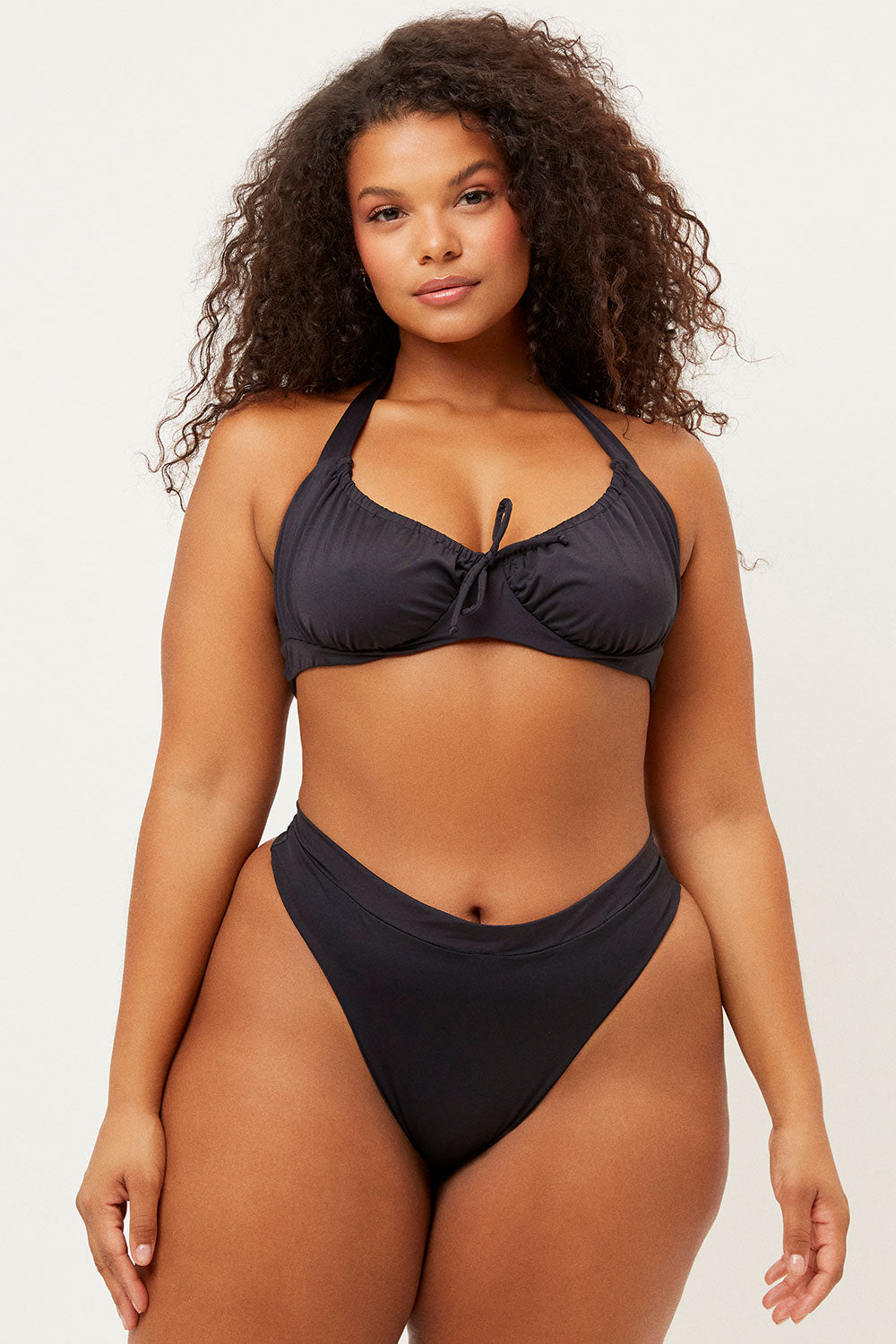 Bernie Halter Scoop Bikini Top  Black