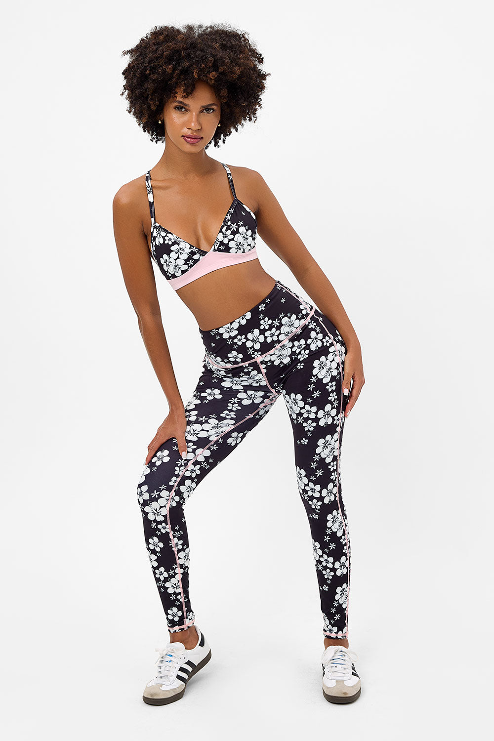 Billie Racerback Floral Sports Bra  Plush Plumeria