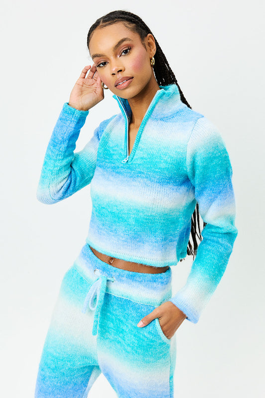Product--Bowie Blue Horizon Cropped Knit Sweater