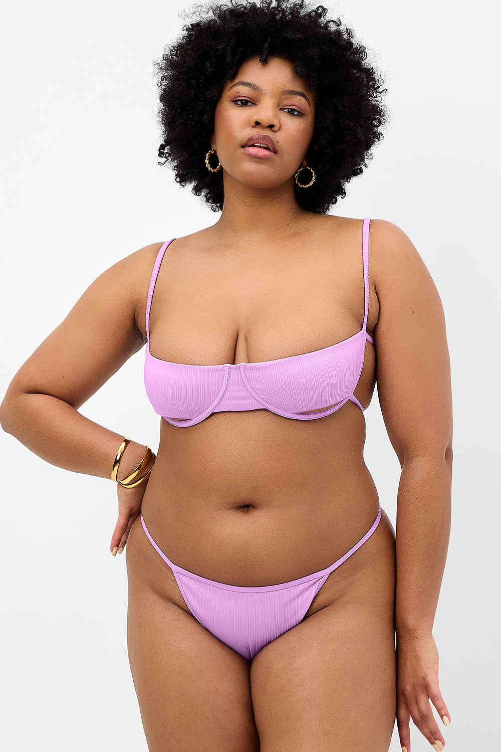 Campbell Plissé Underwire Bikini Top  Wisteria