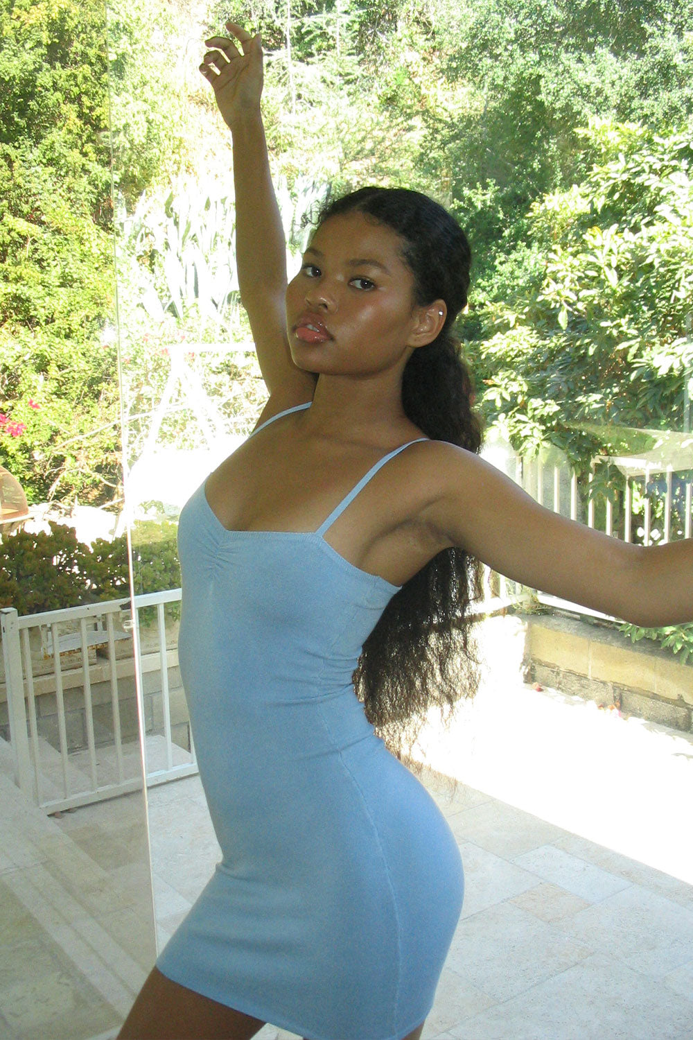 Carmen Lightweight Knit Mini Dress  Cornflower