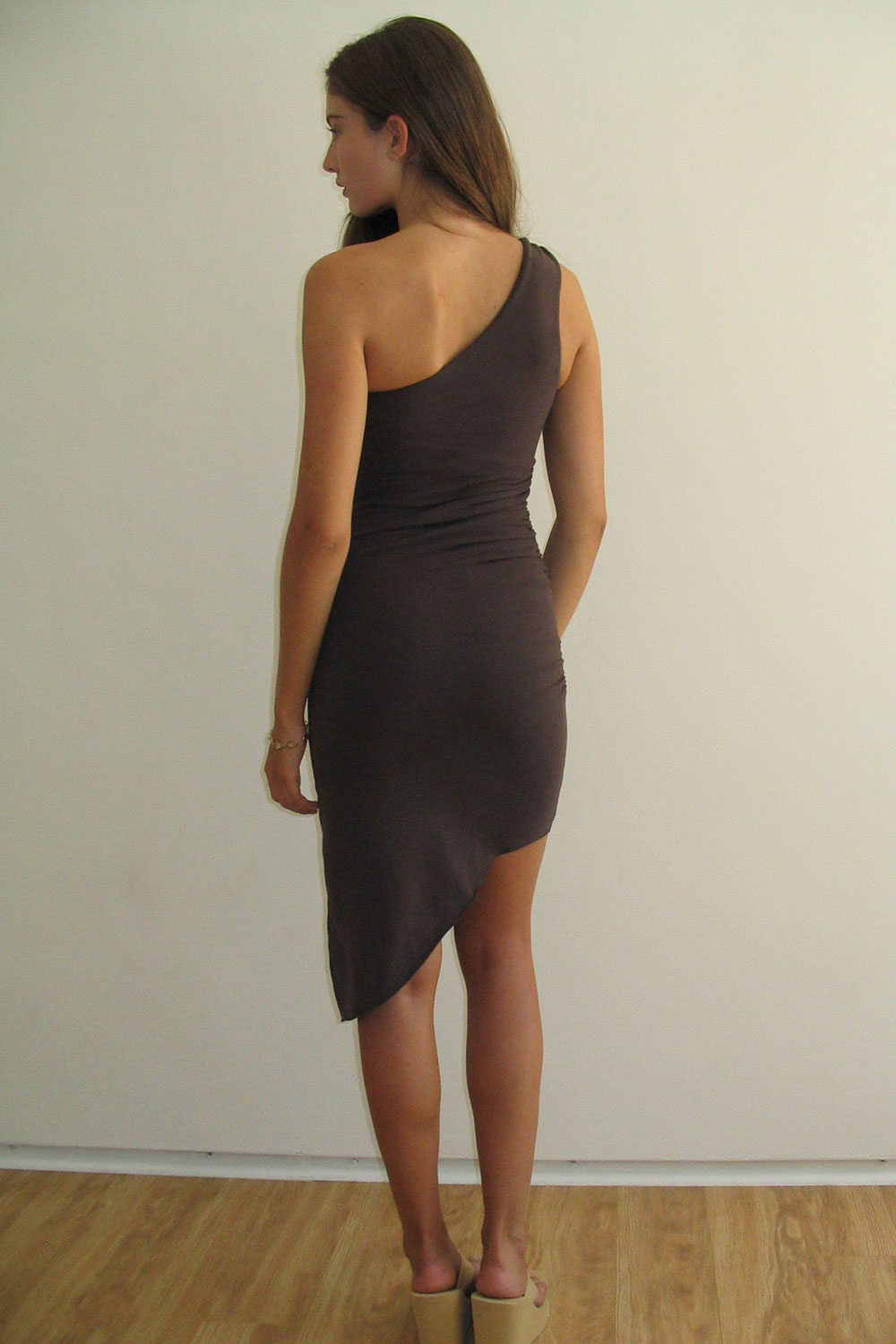 Chance One Shoulder Asymmetrical Dress  Creme Brulee