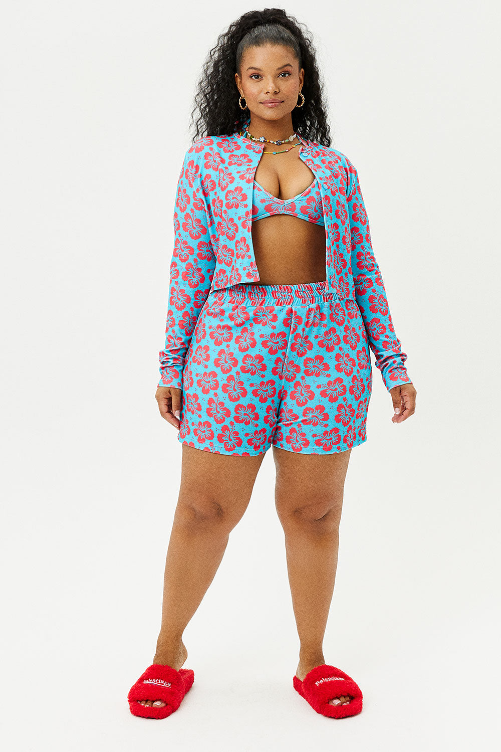 Cheri Terry Cardigan Sweater  Blue Magic