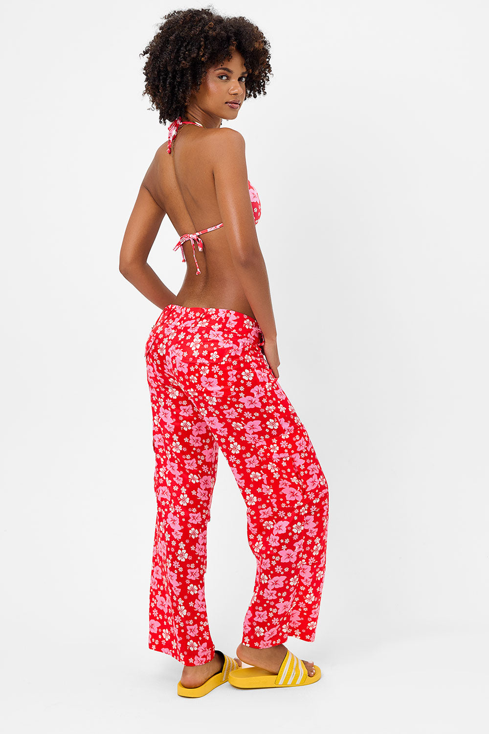 Chilli Satin Floral Cargo Pant  Coconut Girl
