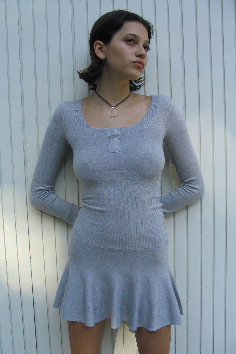 Claude Lightweight Knit Long Sleeve Dress  Heather Grey