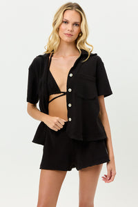 Coco Terry Button Up Shirt Black 