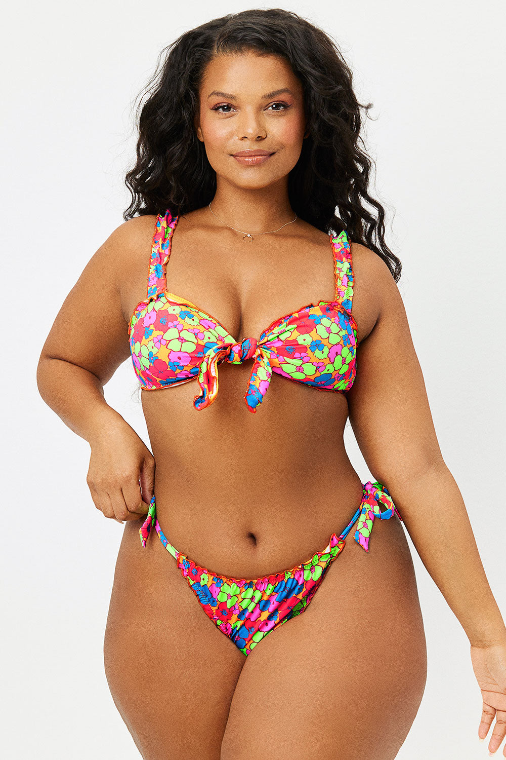 Colby Tie Front Ruffle Bikini Top  Groovy