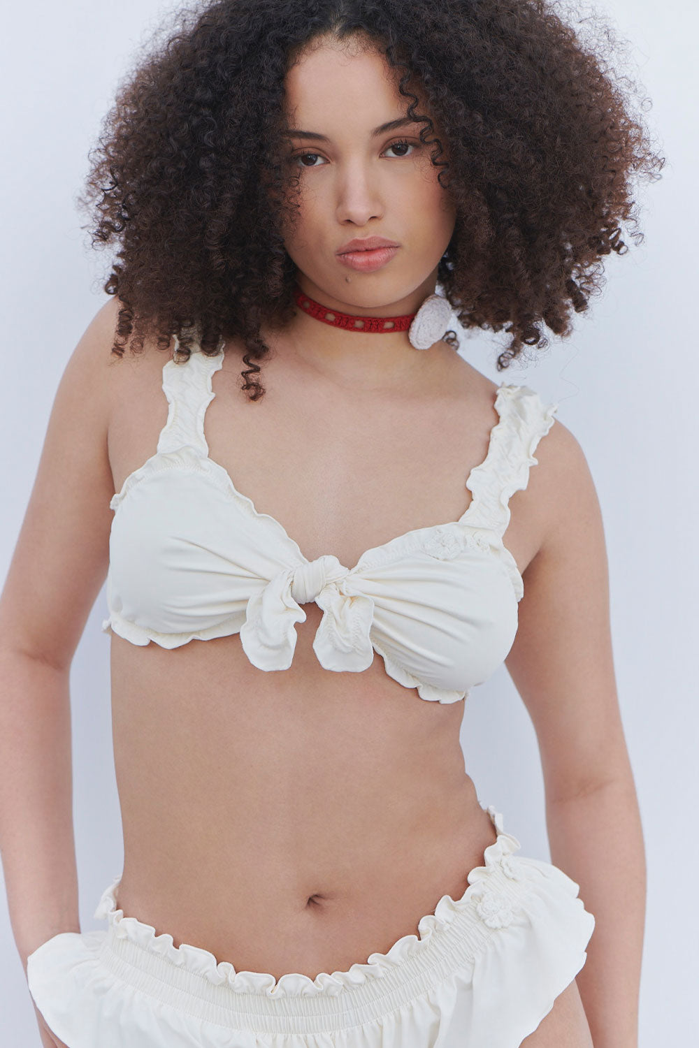 Colby Tie Front Ruffle Bikini Top  Sunrose