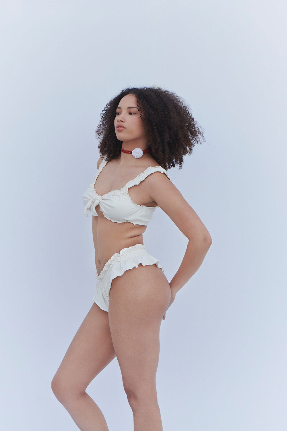 Colby Tie Front Ruffle Bikini Top  Sunrose