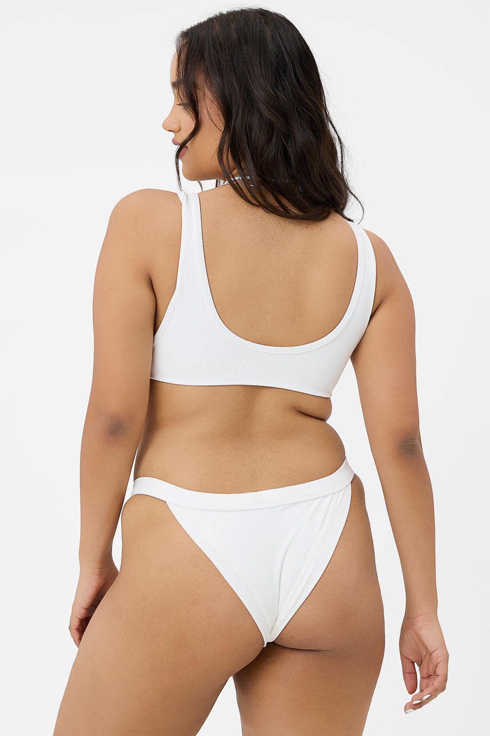 Cole Ribbed Cheeky Bikini Bottom  White